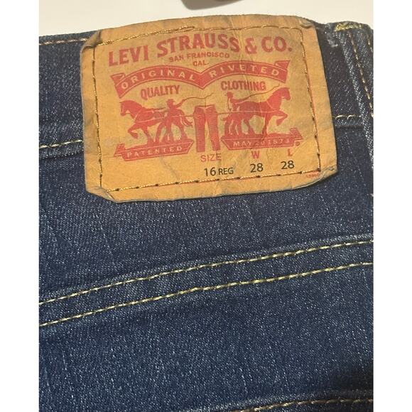 Levi's 502 Denim Relaxed Blue Jeans Youth Size 16 REG 28x28 Blue Pockets Zip Fly - Picture 3 of 5
